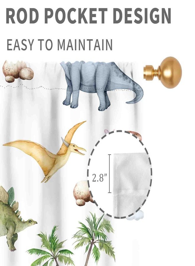 TKUYO Dinosaur Curtains for Boys Room, Cartoon Dino Funny Cute Dinosaur Safari Animals Colorful Window Treatments Drapery for Kids Girls Baby Bedroom Living Room Nursery Bathroom 2 Panels, 42"x45" Inch - Image 5